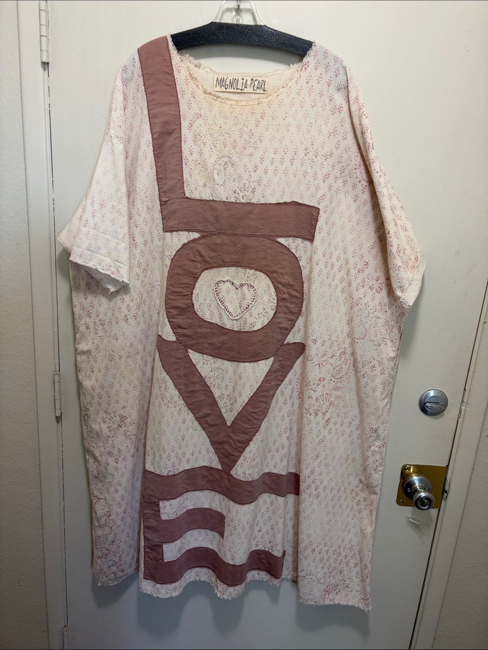 Magnolia Pearl Cream Tunic with Pink LOVE Appliqué